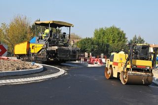 travaux de voirie sur un giratoire